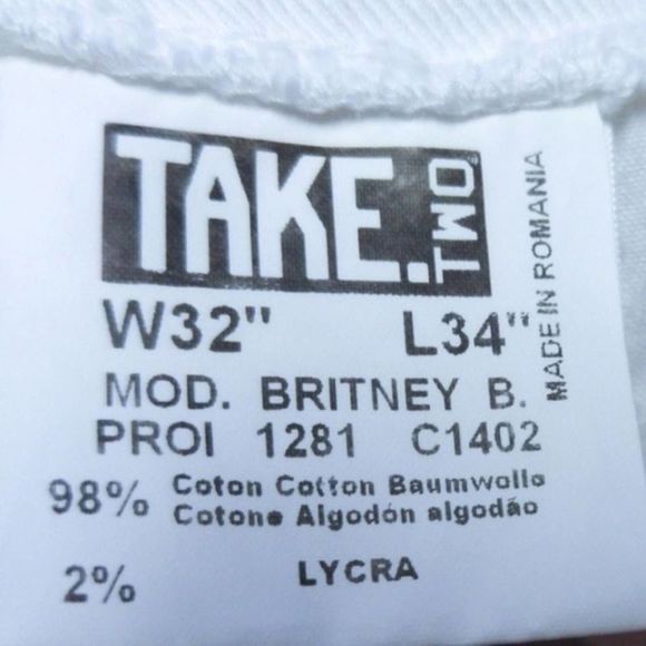 NEW Sz 32 Take Two White Jeans Straight Leg - Picture 5 of 9